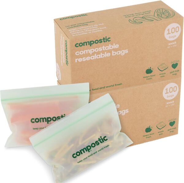 Compostable resealable snack bags